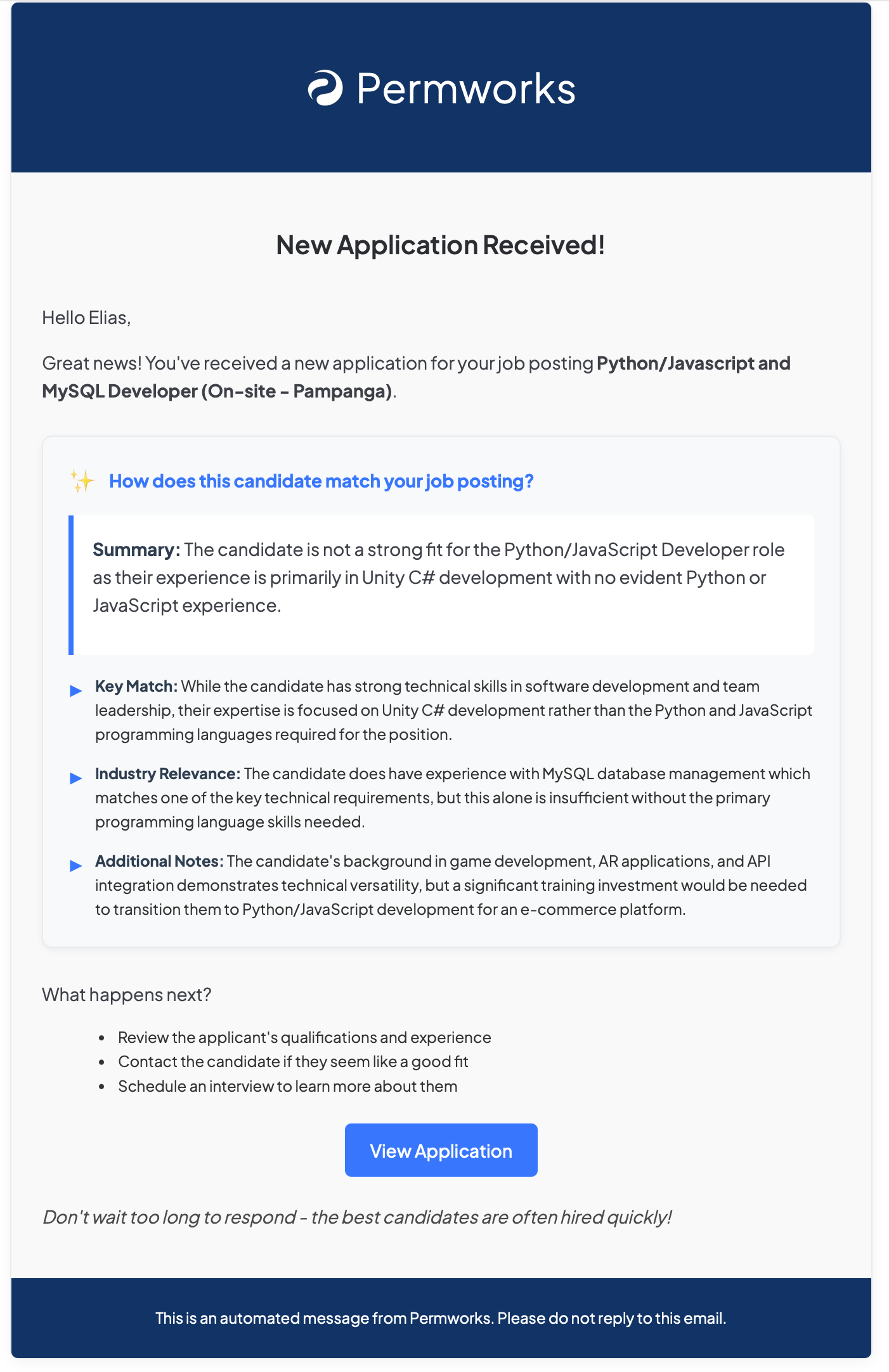 AI Email Feedback Example